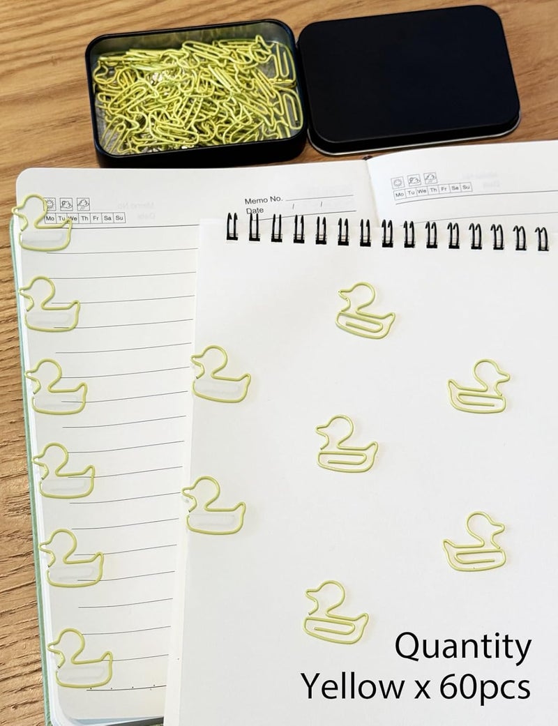 Daxtril Cute Paper Clips, 60PCS Duck Shaped Paper Clips Bookmarks, Small Gifts for Coworkers, Cute School Supplies, Unique Office Supplies Funny Gifts Holder Desk Decor, Christmas Gifts, Yellow - Image 4